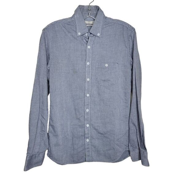 Mango MNG Slim Fit Casual Cotton Button Down Shirt Blue XXS - Picture 1 of 11